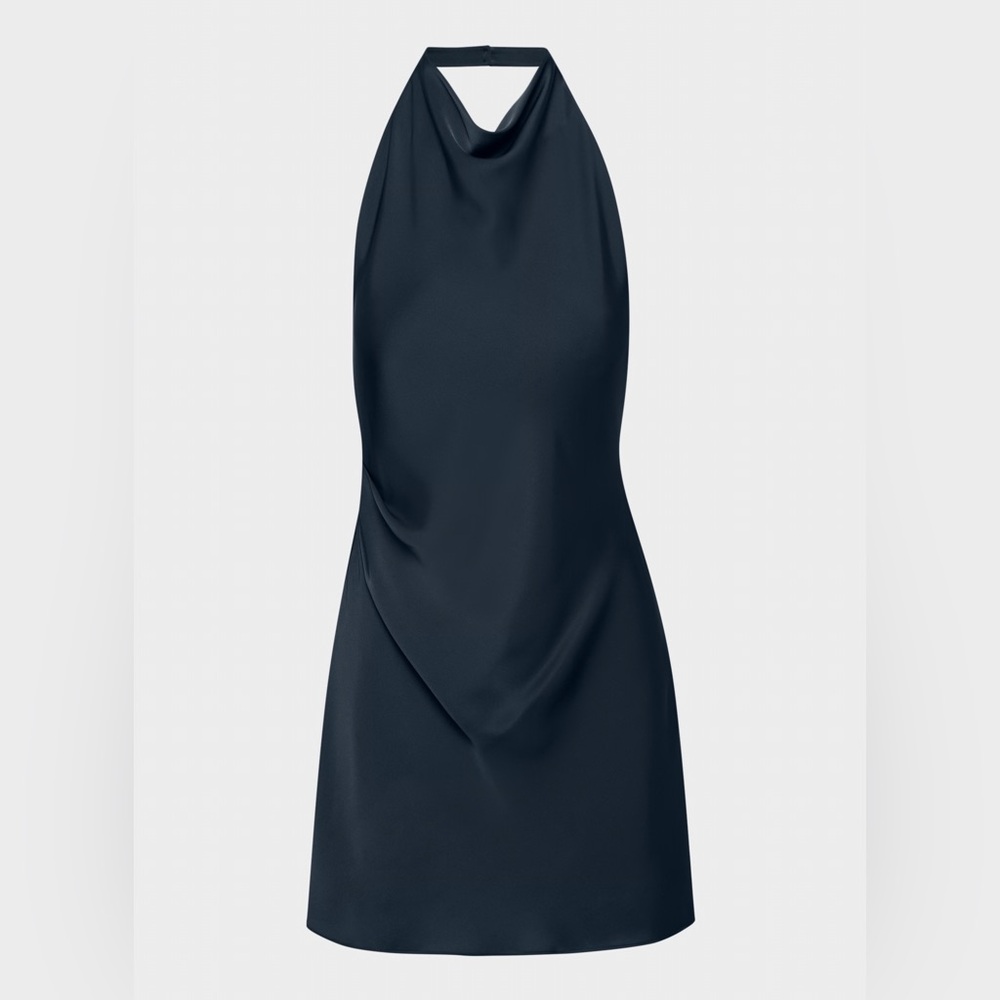 Aritzia Audience Satin Mini Dress in Dark Night Navy